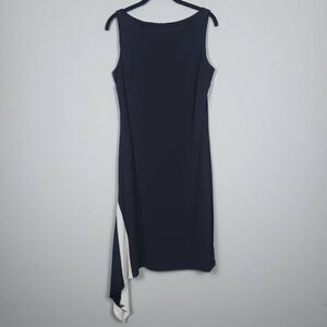 VTG Jessica McClintock USA Made Black White Scalloped Hem Shift Dress Size S